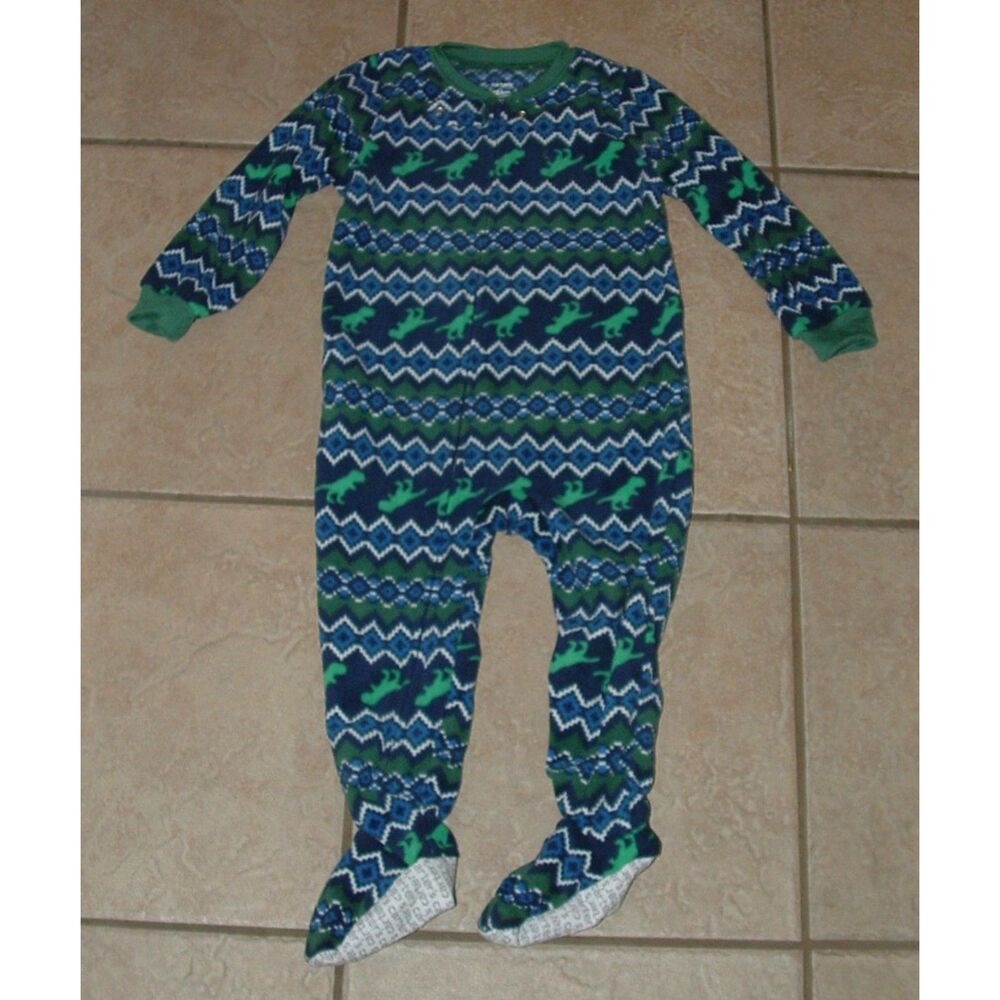 NEW NWOT Boys Sz 24 Months Soft Fleece Dinosaur Print Footed Sleeper CARTER'S